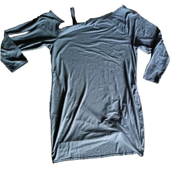 Shein Curve Women's Dress Plus Size 4XL Gray Jersey Knit Front Knot Off Shoulder - Picture 2 of 7